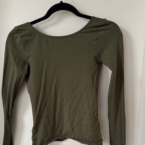 Free People Forest Green Long Sleeve Top